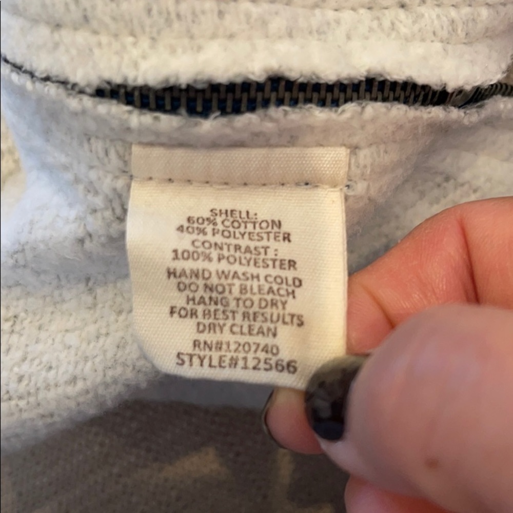 H:  MYSTREE Side Zipper Gray/Cream Light Sweatshirt - Picture 7 of 8